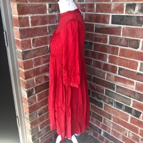 Davi & Dani Detailed Lace Vintage Dress Red - Picture 8 of 11